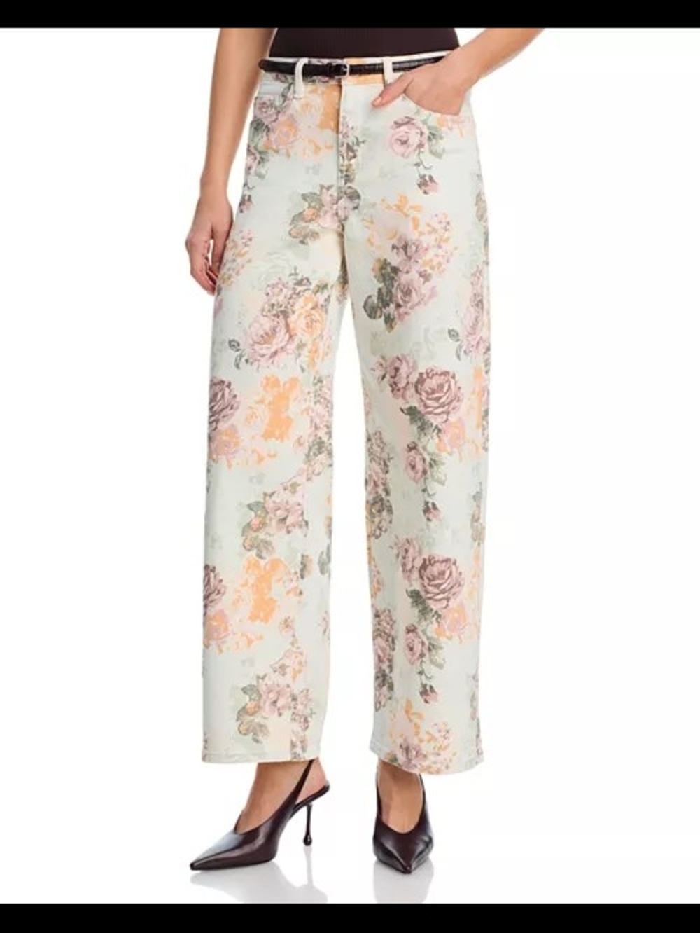 Bloomingdales foral Print High Rise Wide Leg Jeans in Floral Print